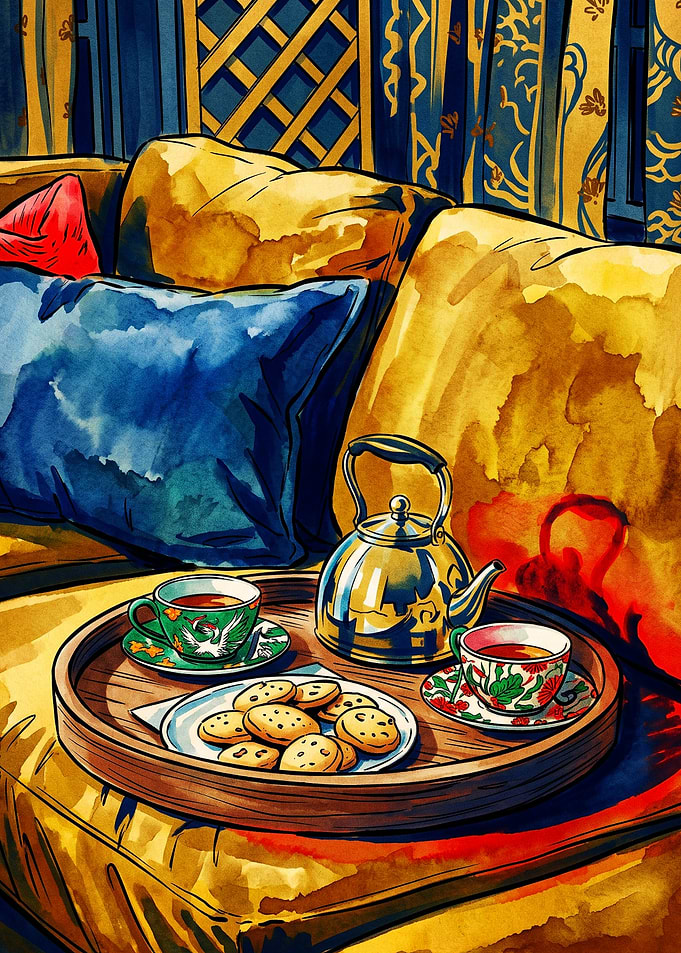 Cozy Tea and Cookies Illustration