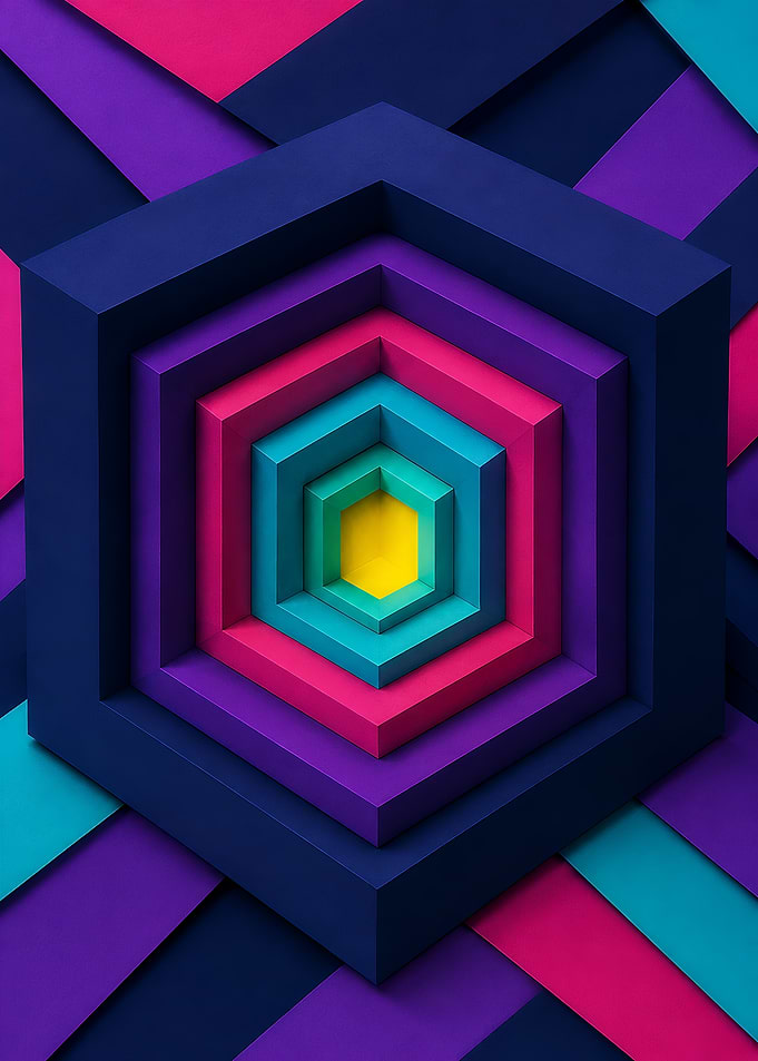 Infinite Cube Tunnel Optical Illusion in Layered Paper Art