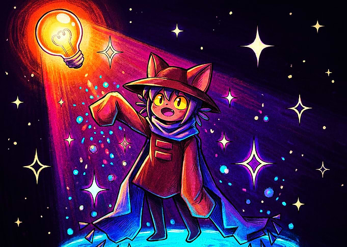 Niko from OneShot holding lightbulb