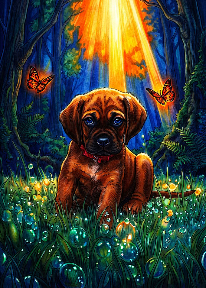 Puppy in a Magical Forest