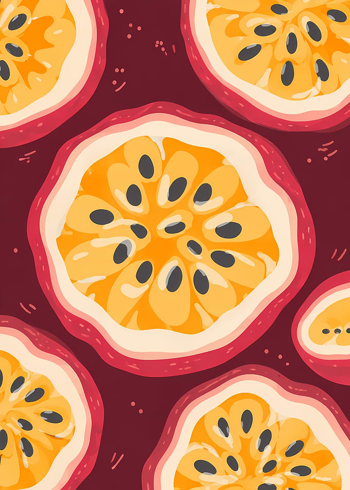 Vibrant Passion Fruit Pattern Illustration