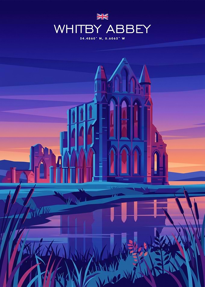 Whitby Abbey Travel Poster