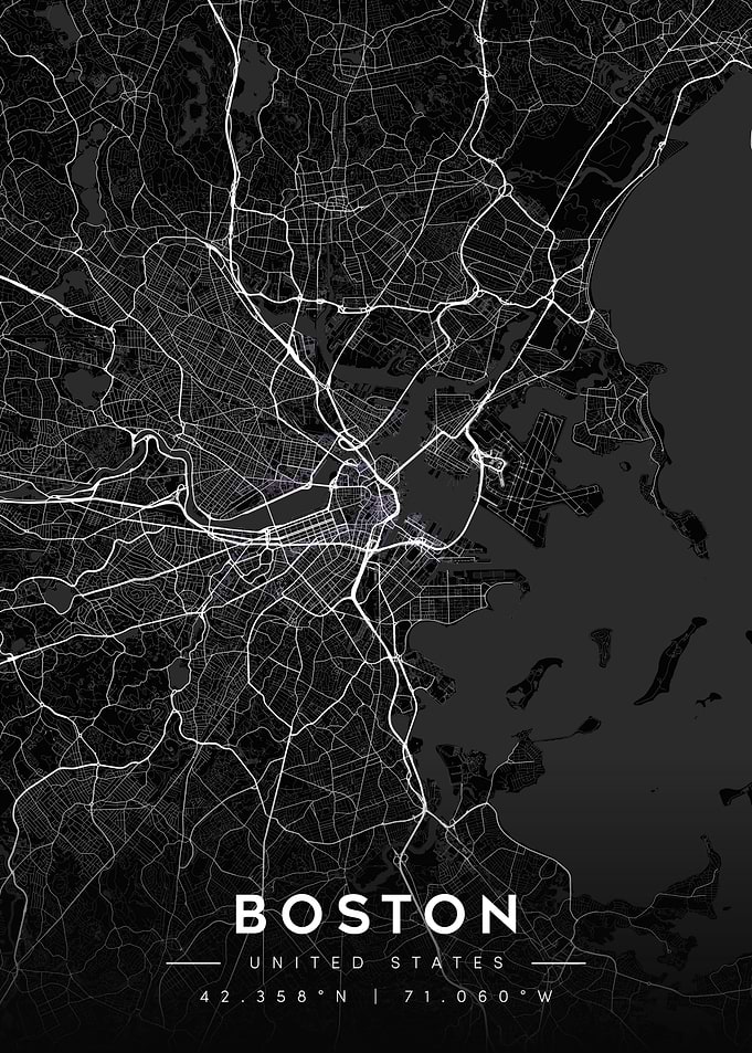 Minimalist Boston City Map Poster