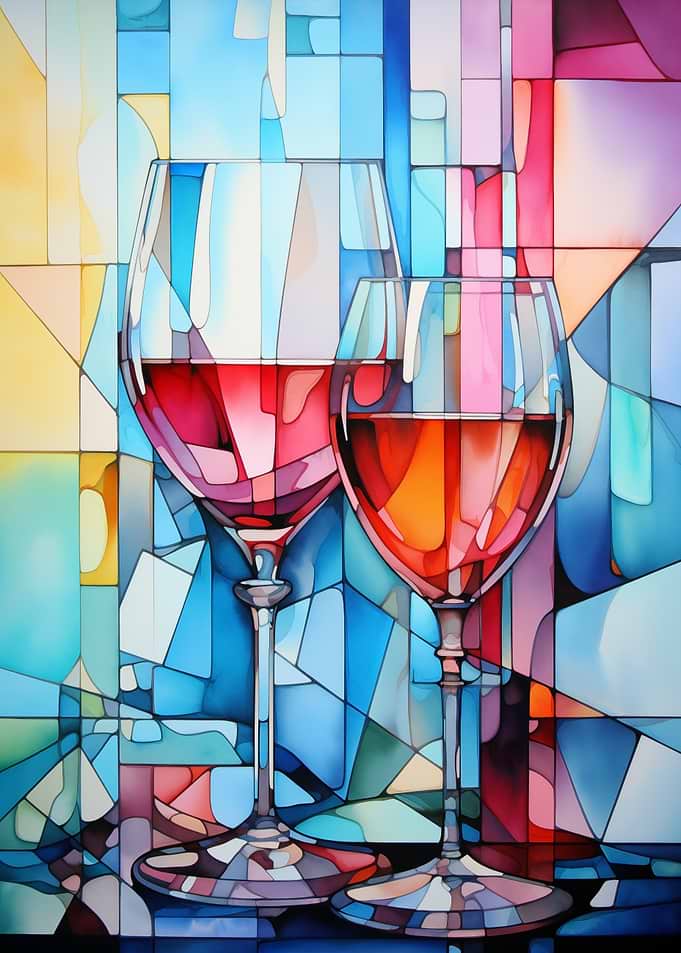 Stained Glass Wine Glasses Art