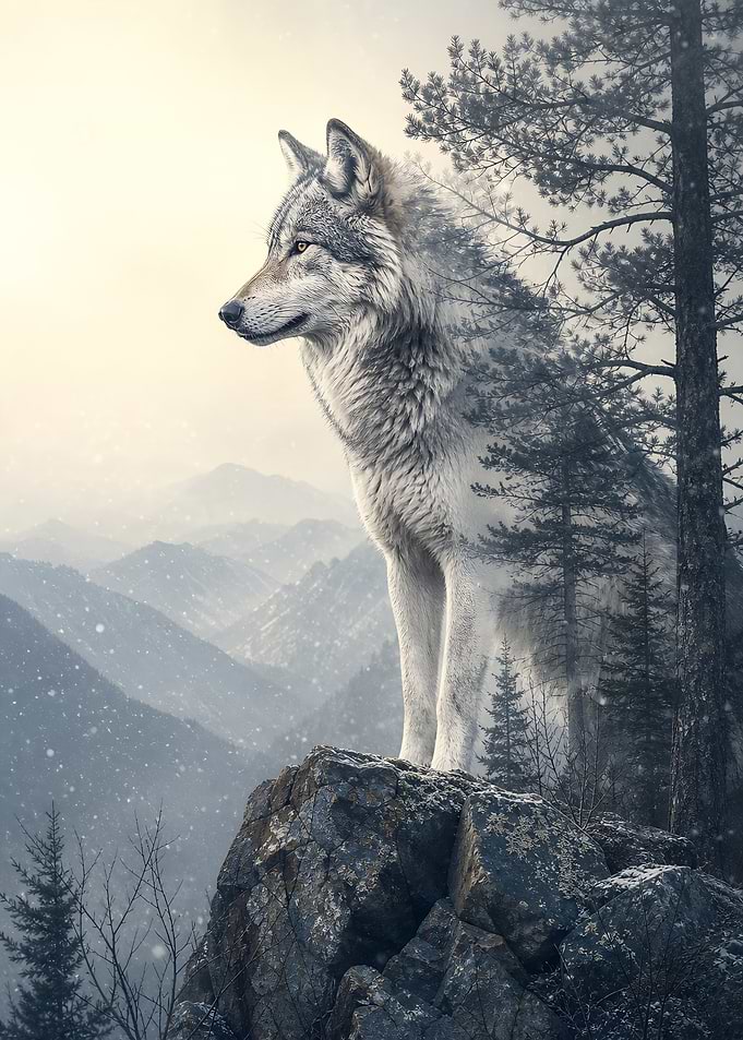 Wolf in Mountains Forest Nature