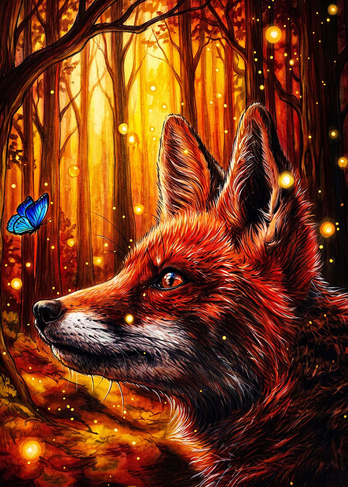Fox in a Magical Golden Forest