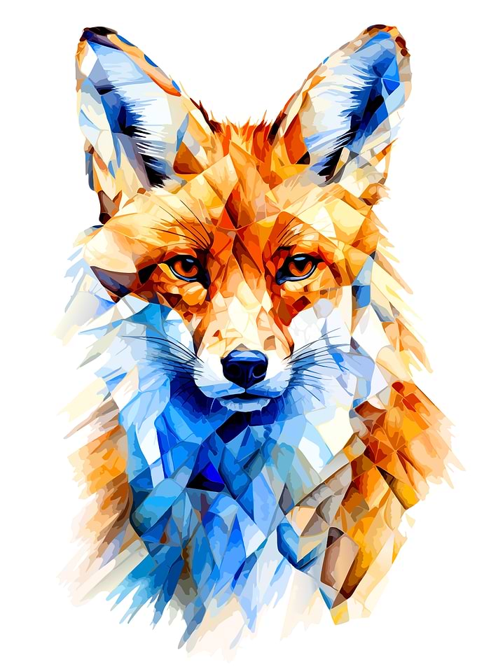Geometric Low Poly Fox Portrait