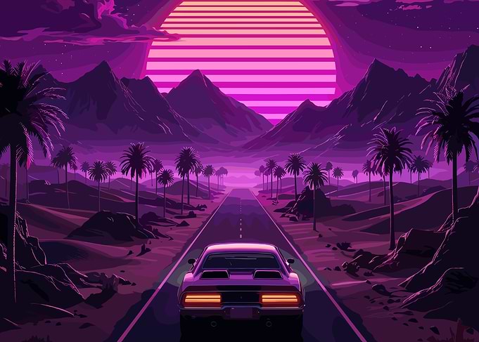 Retro Synthwave Sunset Road Trip