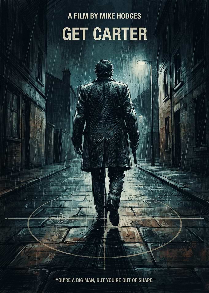 Get Carter Dark Rainy Alleyway Streetlamp Noir