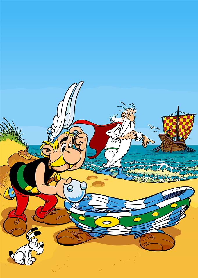 Asterix and Getafix on the Beach