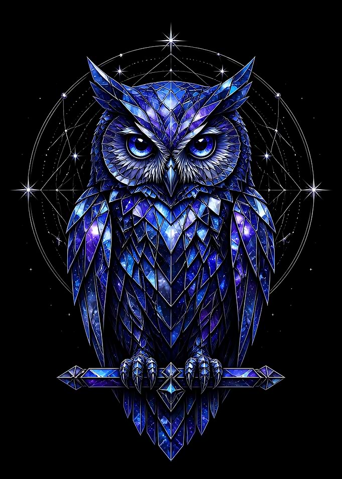 Cosmic Stained Glass Owl