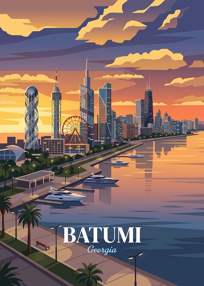 Batumi Georgia Cityscape Travel Poster