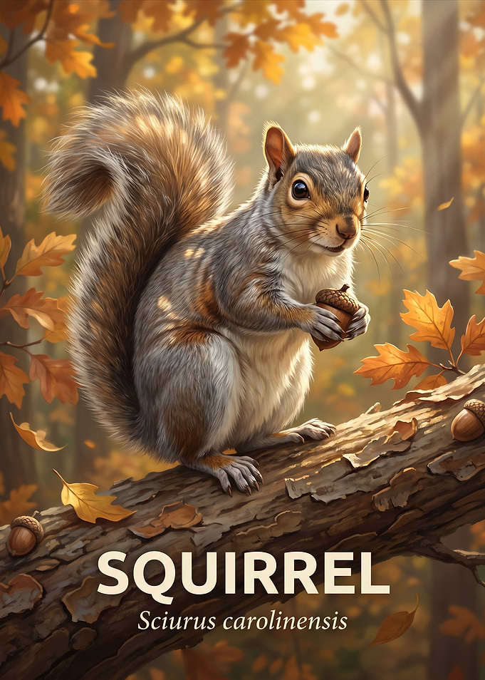 Eastern Gray Squirrel in Autumn Forest