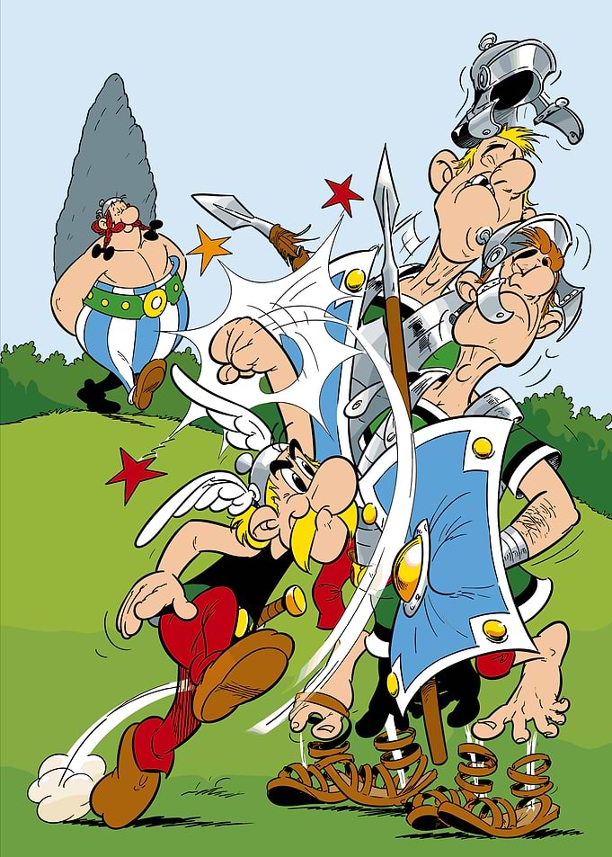 Asterix and Obelix Fighting Romans