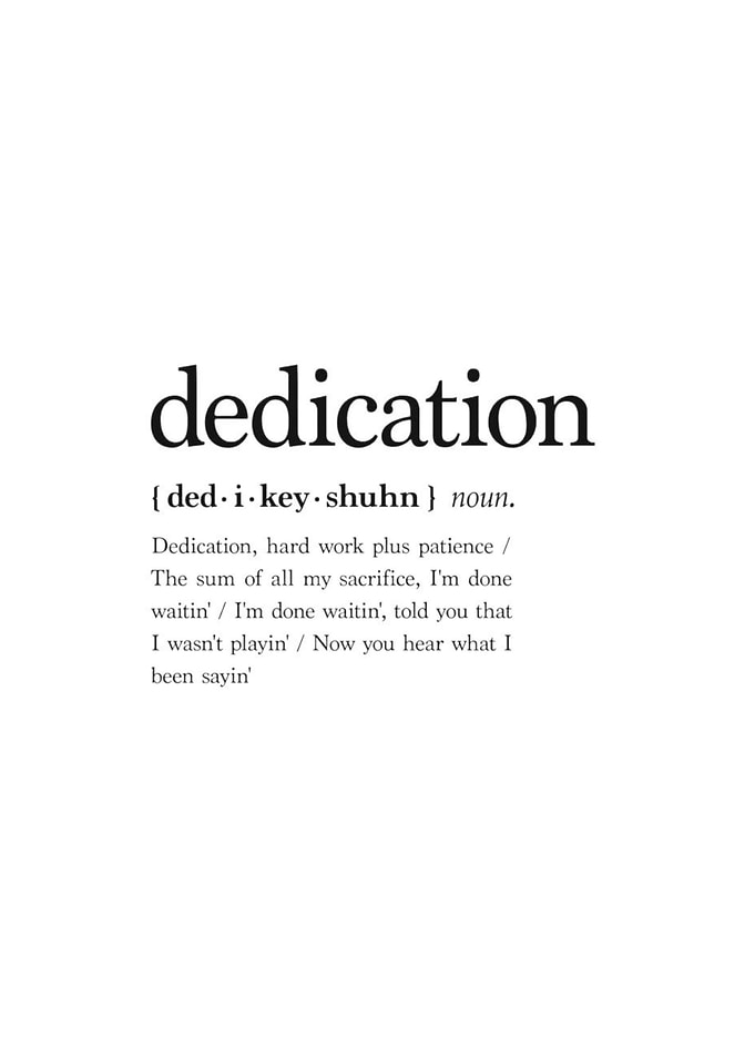 Dedication Definition Typography Poster