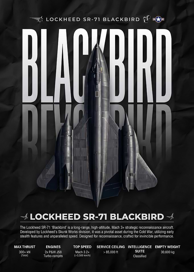 Lockheed SR-71 Blackbird Technical Poster