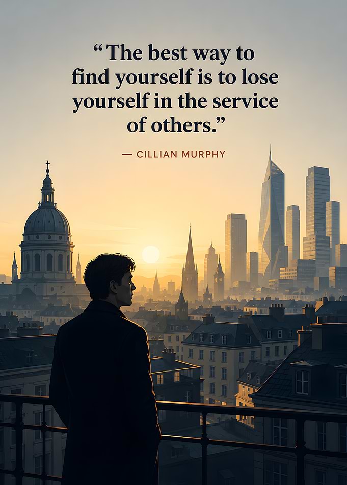 Cillian Murphy Inspirational Cityscape Quote Poster