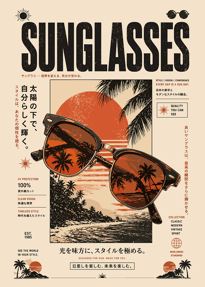 Vintage Style Sunglasses Advertising Poster