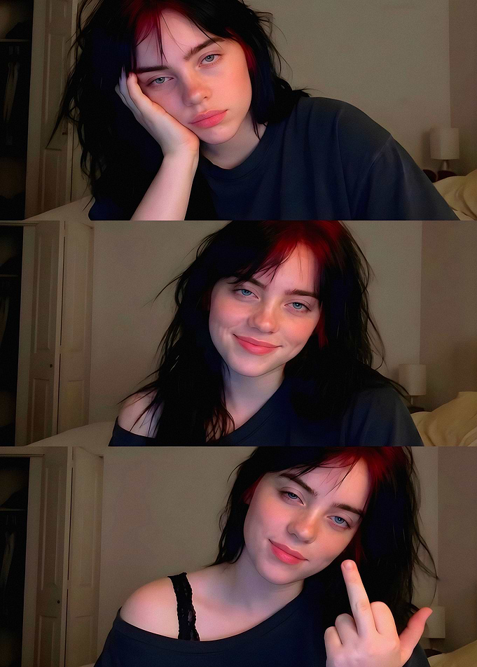 Billie Eilish Three-Panel Portrait