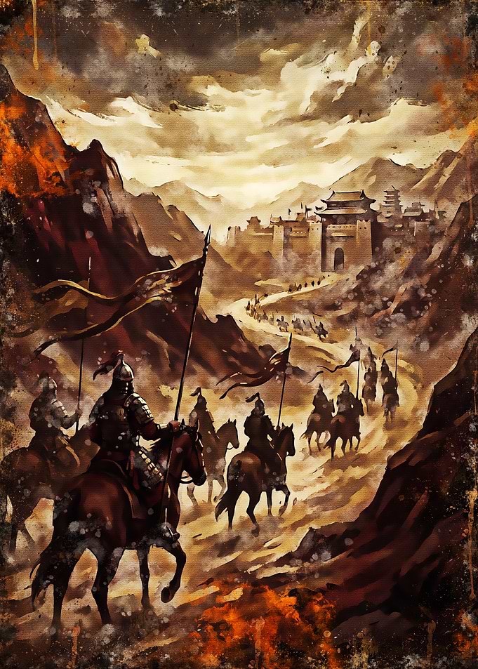 Ancient Cavalry Marching to Fortress