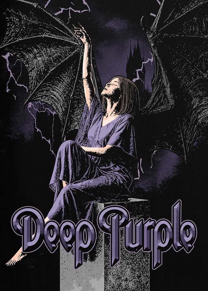 Deep Purple Gothic Winged Figure Poster