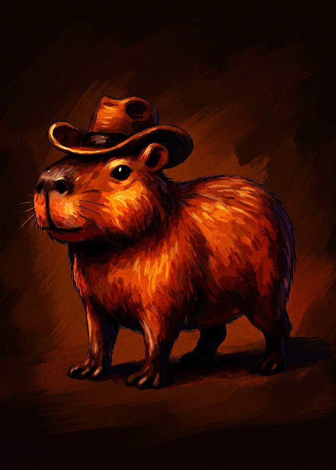 Cowboy Capybara Digital Painting