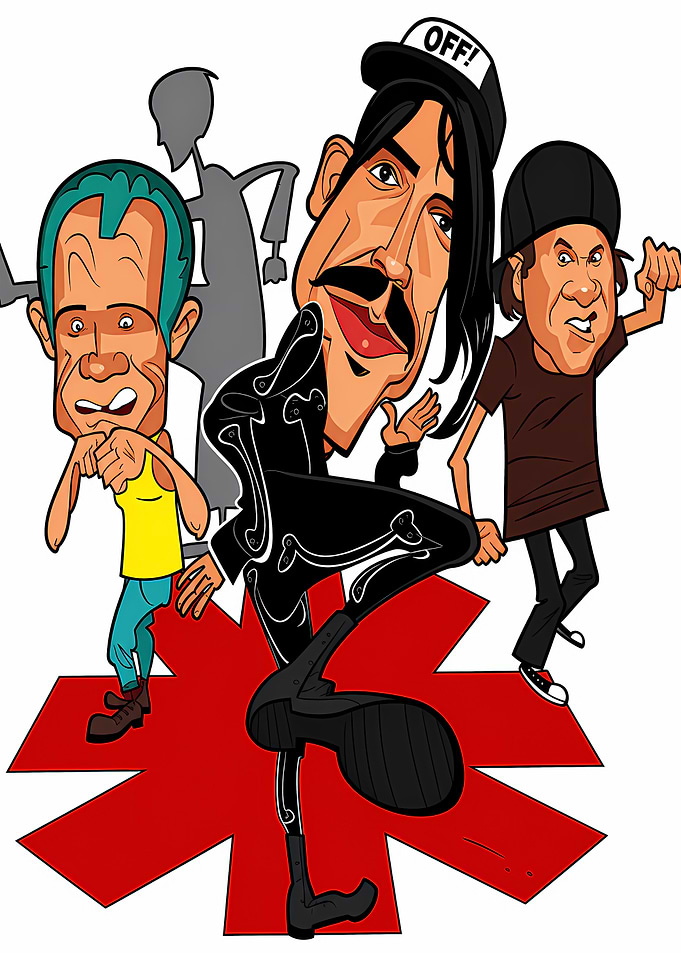 Red Hot Chili Peppers Caricature Illustration