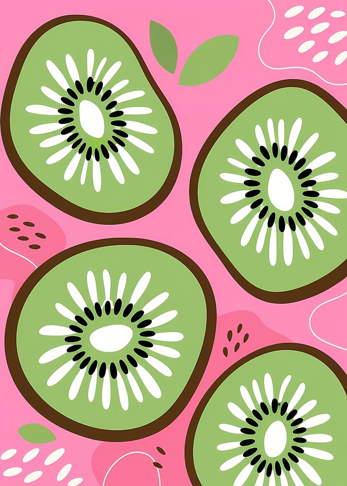 Vibrant Kiwi Fruit Pattern Illustration