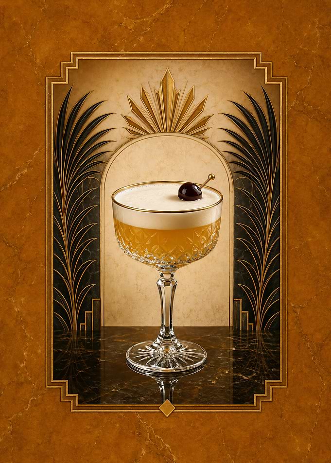 Art Deco Whiskey Sour Cocktail