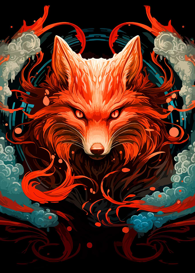 Mystical Red Fox Spirit Illustration