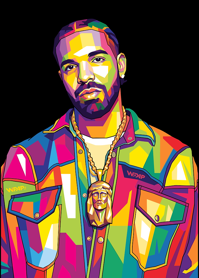 Colorful WPAP Portrait of Drake