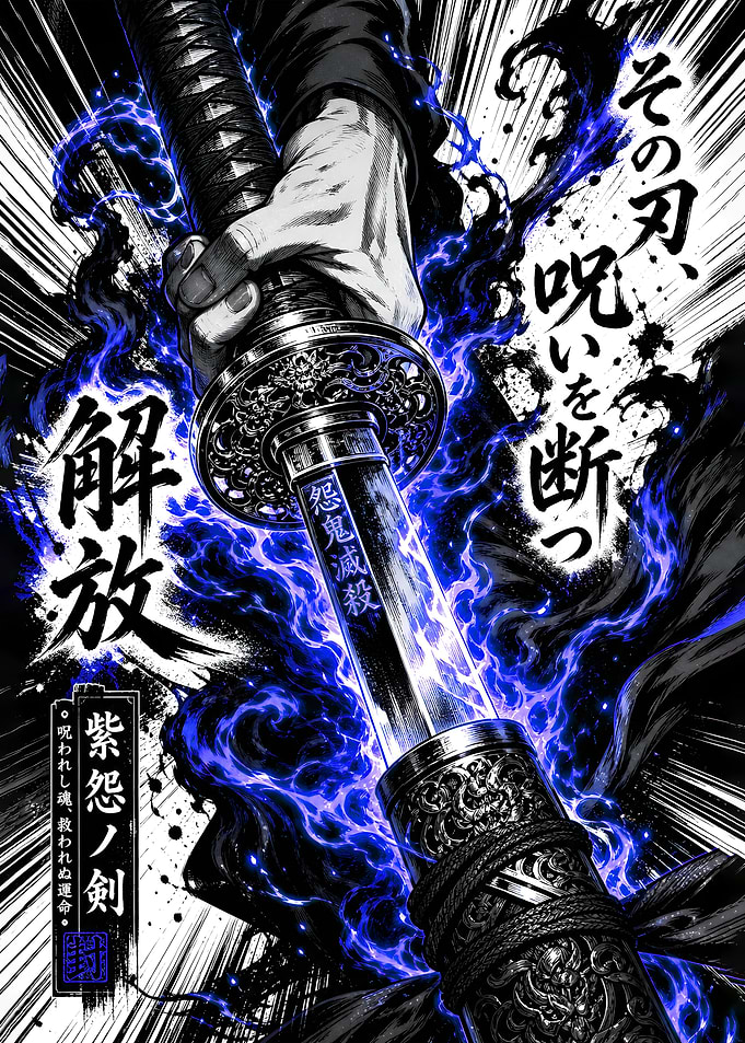 Cursed Katana with Blue Flames