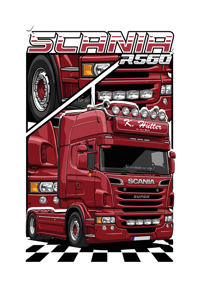 Scania R560 Red Truck Illustration