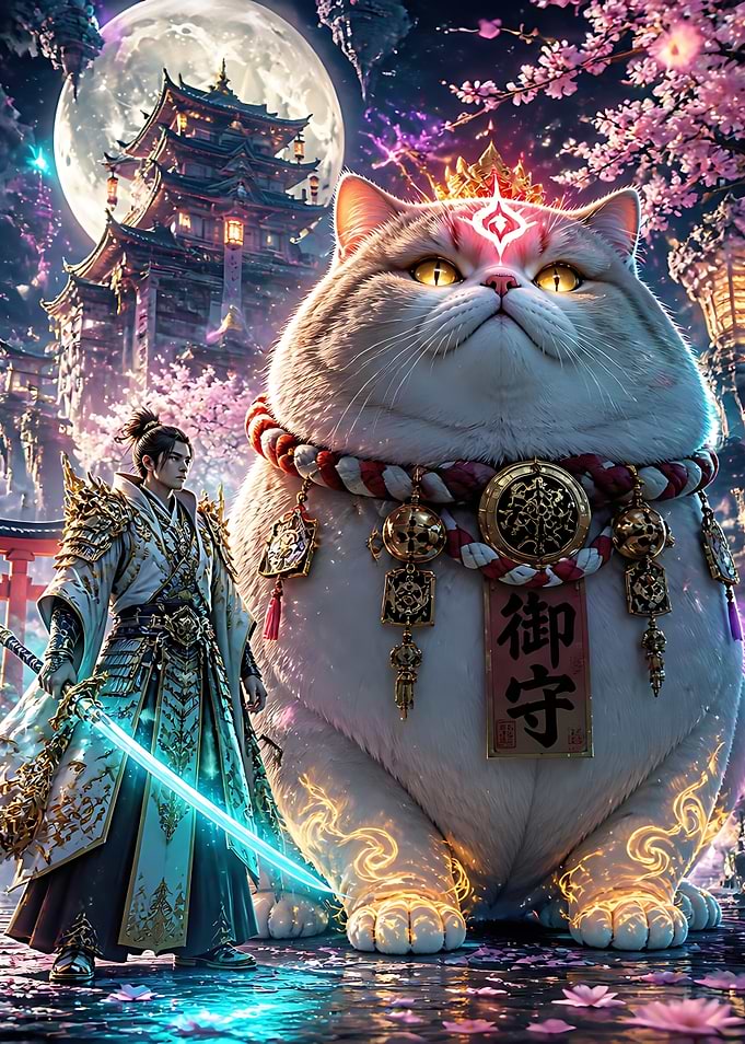 Warrior and Giant Guardian Cat