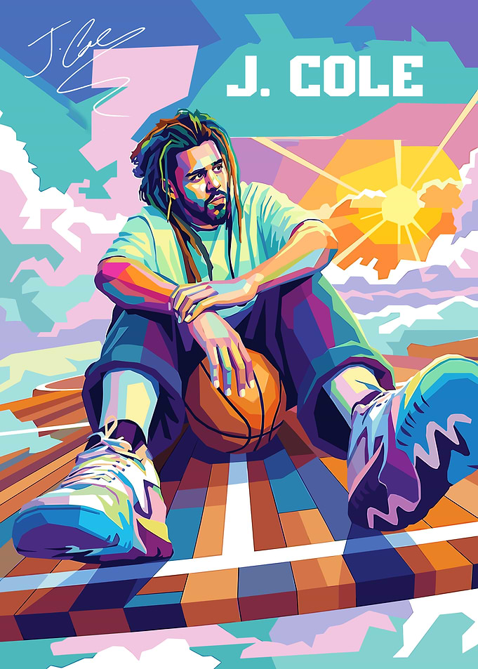 J. Cole Pop Art Basketball Poster