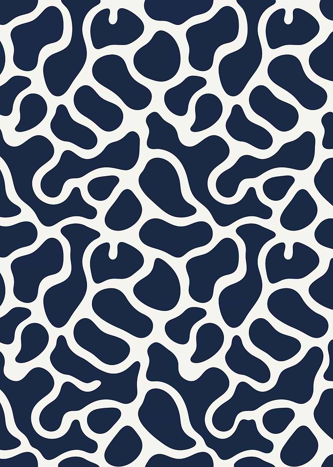 Navy Blue and White Cowhide Pattern
