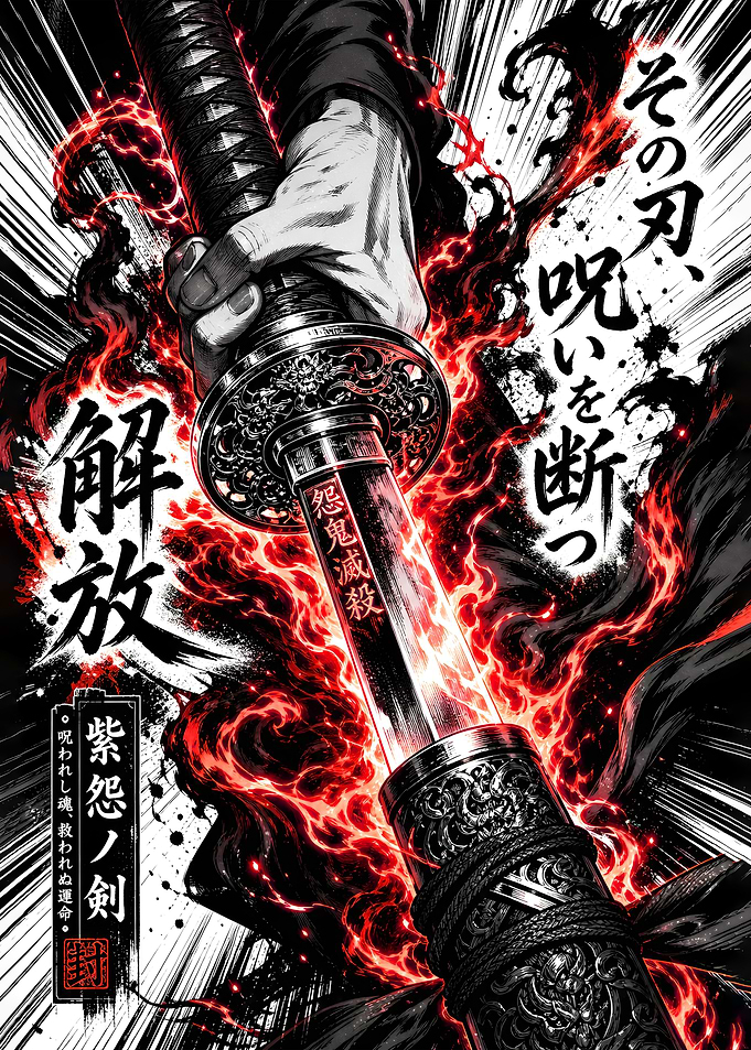 Cursed Katana with Red Flames