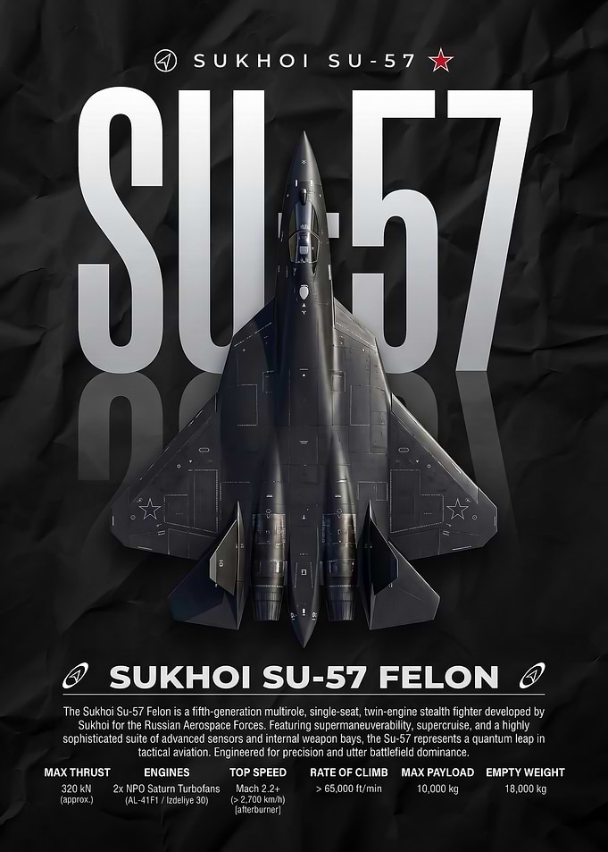 Sukhoi Su-57 Felon Fighter Jet Poster