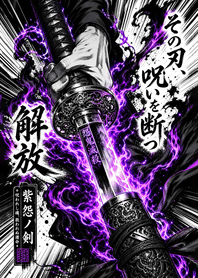 Purple Cursed Katana Anime Art