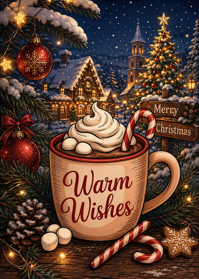 Warm Wishes Hot Cocoa Cozy Christmas
