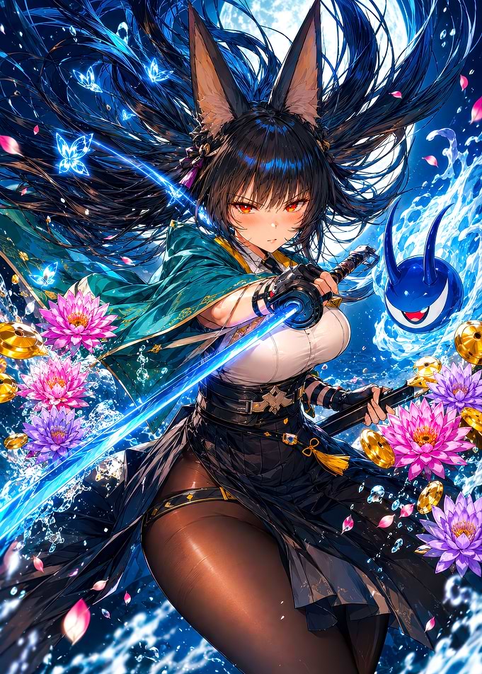 Fox-Eared Warrior with Glowing Katana