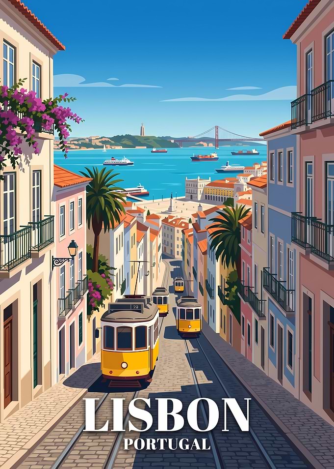 Lisbon Portugal Travel Poster