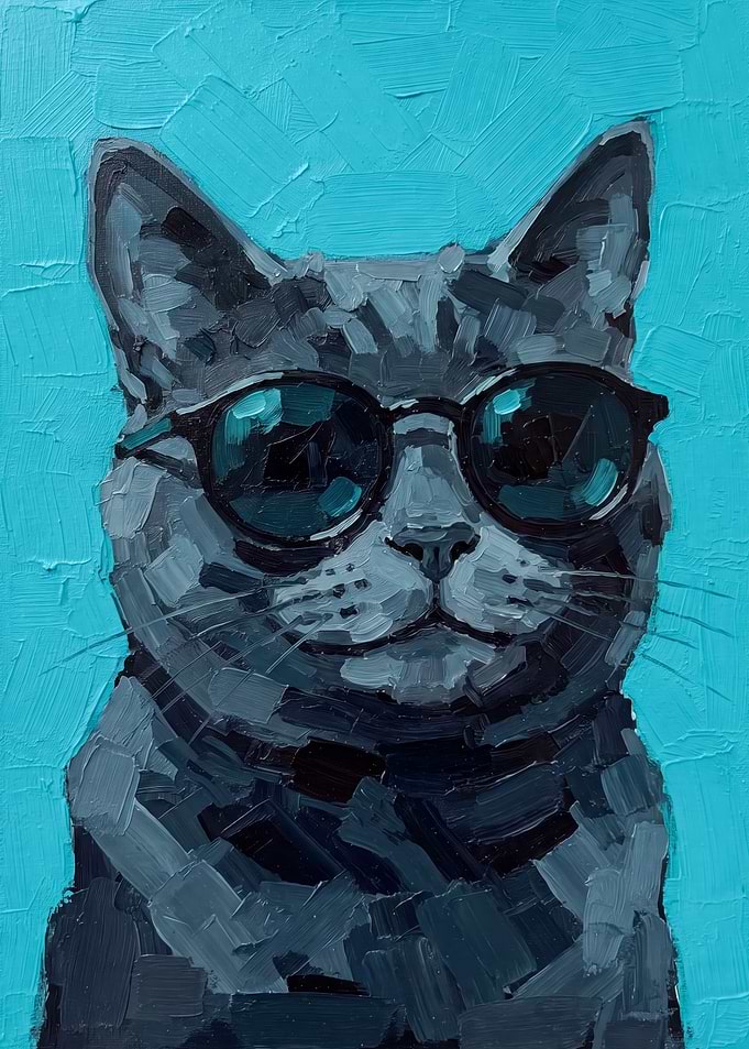 Cool Grey Cat in Sunglasses Painting