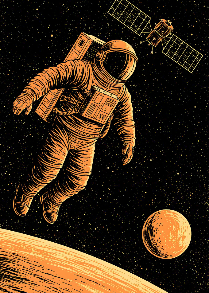 Astronaut Floating in Deep Space