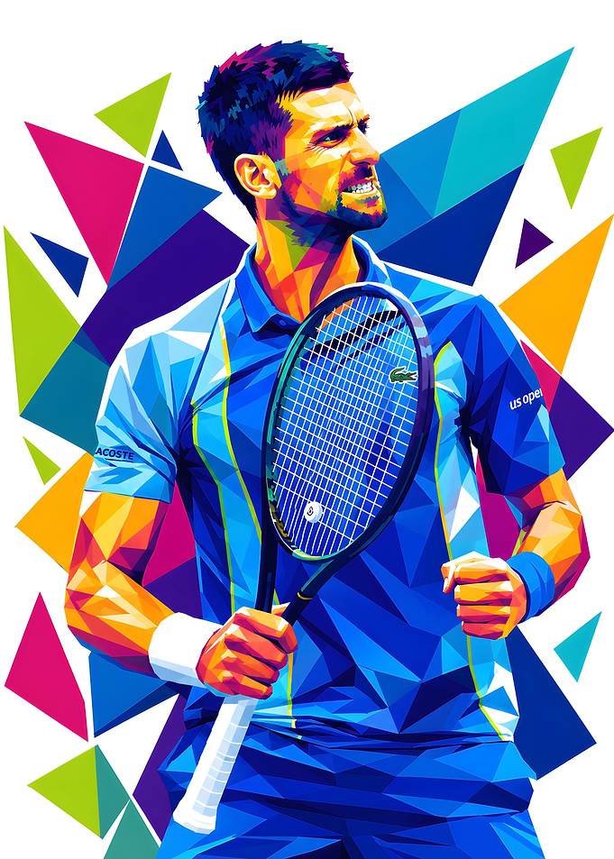 Novak Djokovic Low Poly Pop Art