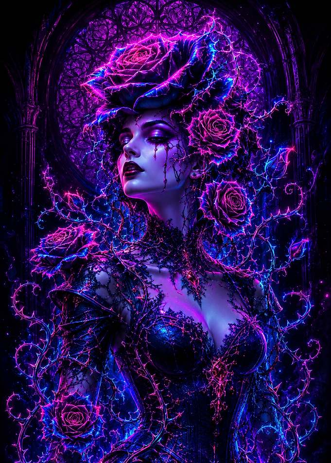 Neon Gothic Rose Queen