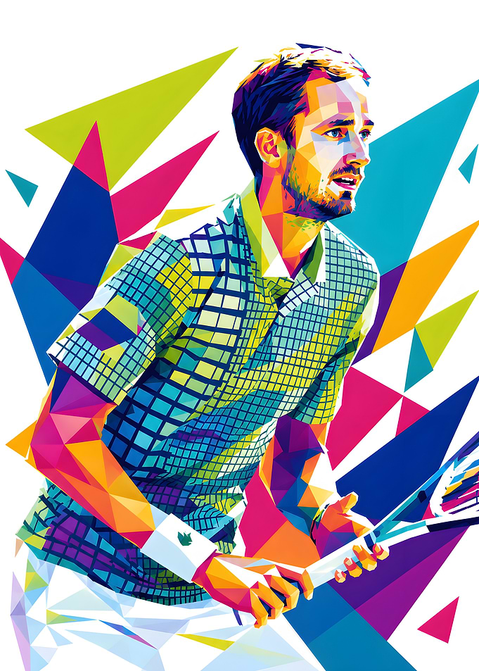 Daniil Medvedev Geometric Pop Art Portrait