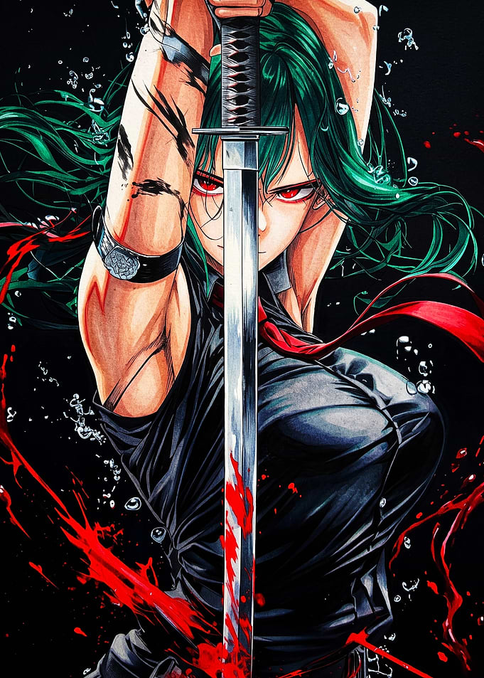 Fierce Anime Warrior with Katana