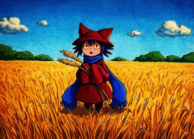 Niko from OneShot in Wheat Field