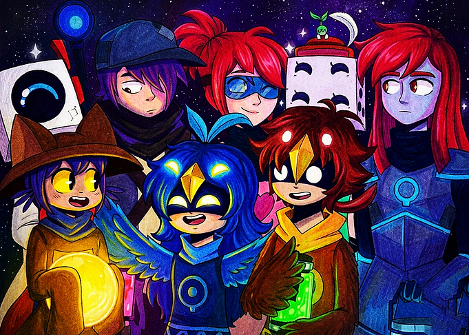 Group of Colorful Fantasy Characters